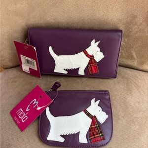 Mala leather Best Friend Scotty Purple Wallet and Coin Purse Set